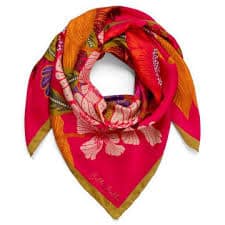 SILK SCARF 90X90 BOUQUET PINK
