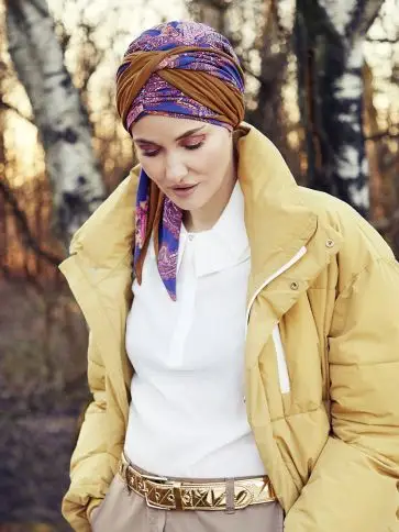 BELISA TURBAN - Purple Paisley Swirls