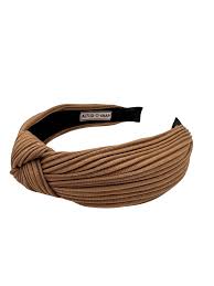 Diadeem geribbeld met knoop bruin